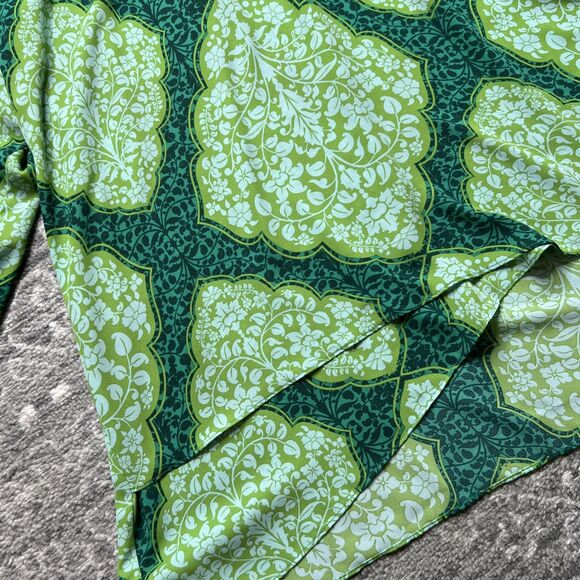 BEAUTIFUL by Lawrence Zarian V-Neck Blouse 3X Green Medallion Paradise Printed - Picture 3 of 8